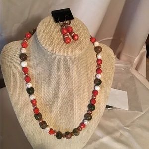 HANDCRAFTED necklace and earring set